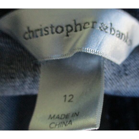 Christopher & Banks Women's Mid Rise Beaded Cuff Blue Jean Capri Pants Size 12 - Picture 8 of 10